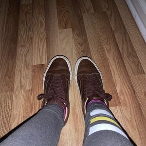 brown leather vans